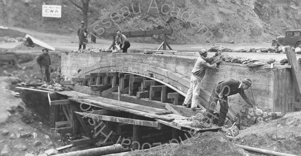 WPA workers on bridge