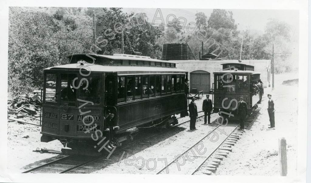 San Jose & Santa Clara Railway Railcars Nos. 27 & 29 in Alum Rock Park
