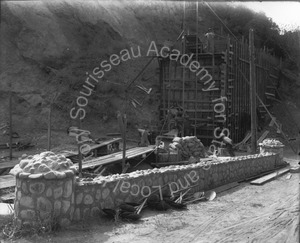 Concrete pier construction by San Jose Railroad, Alum Rock Park