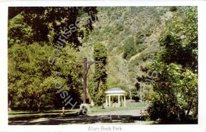 Alum Rock Park scene, gazebo and lamppost