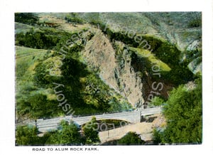 Bird's-eye view of the road to Alum Rock Park