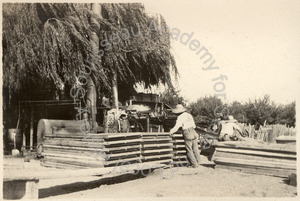 Image of Drying trays and agricultural laborers at Coyote Ranch