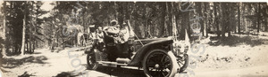 Image of Polhemus family in the Winton on a road trip, possibly 17-Mile Drive
