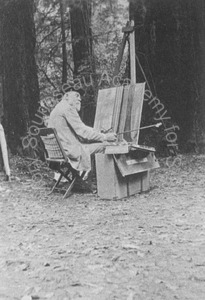 Image of Copy of a photograph of Andrew P. Hill at his easel in the Redwoods Park