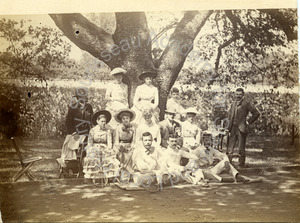 Image of Unidentified adults under a tree at Elmhurst, the Pope family estate