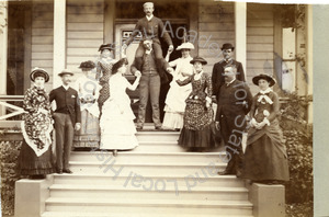 Image of Unidentified adults on the steps of Elmhurst, the Pope family estate