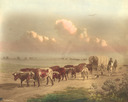 Image of "Crossing the Plains" painting, colored