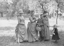 Image of Watkins, Hill and Hyde family members in garden at 10th Street house in San Jose