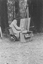Image of Copy of a photograph of Andrew P. Hill at his easel in the Redwoods Park